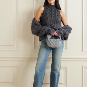L'AGENCE Bellini Gray metallic cable-knit sweater Size XLarge NWOT